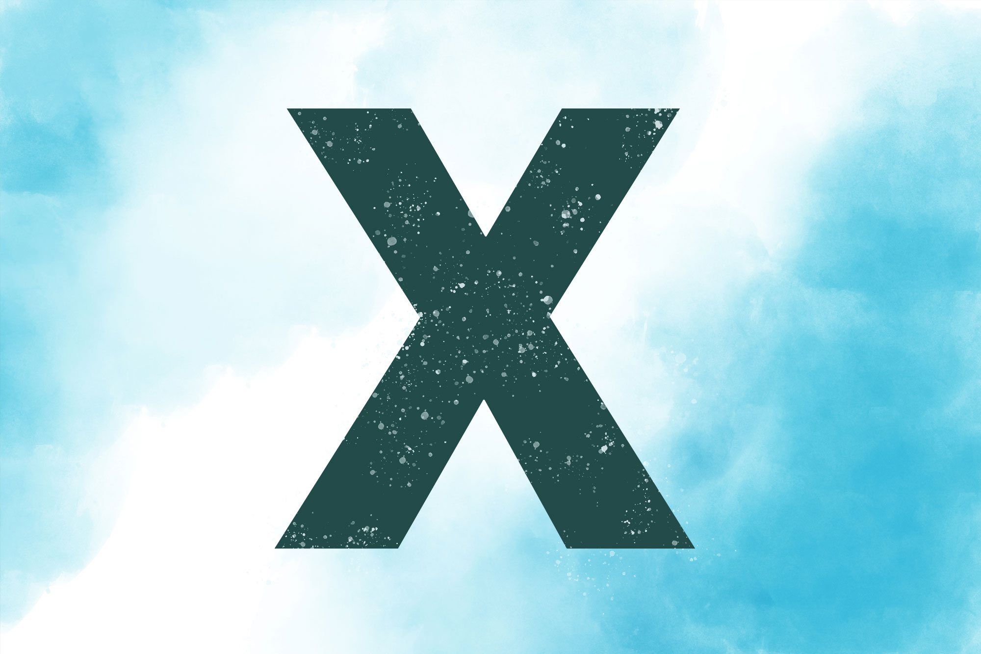 An x on watercolour background